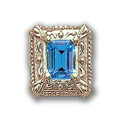 Y1142 14K EMERALD CUT SWISS BLUE TOPAZ SLIDE 